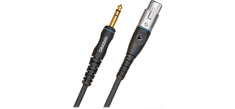 daddario Custom Series Microphone/Powered Speaker Cable 1/4 TRS to XLR Female - 25ft