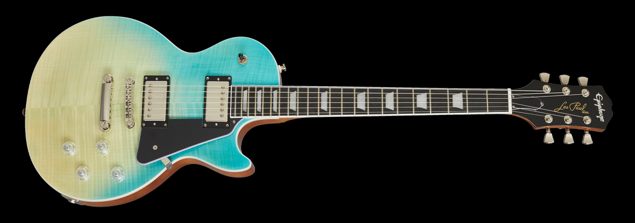 Epiphone Les Paul Modern Figured Caribbean Blue Fade LN132759 EILMFCBFNH1 SCAN UK