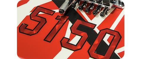 EVH Striped 5150 Red with Black and White Stripes