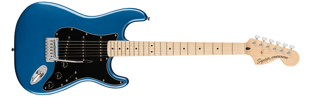 Squier Affinity Stratocaster, Maple Fingerboard, Black Pickguard, Lake Placid Blue