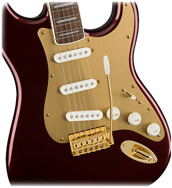 Squier 40th Anniversary Stratocaster Gold Edition (Ruby Red Metallic)