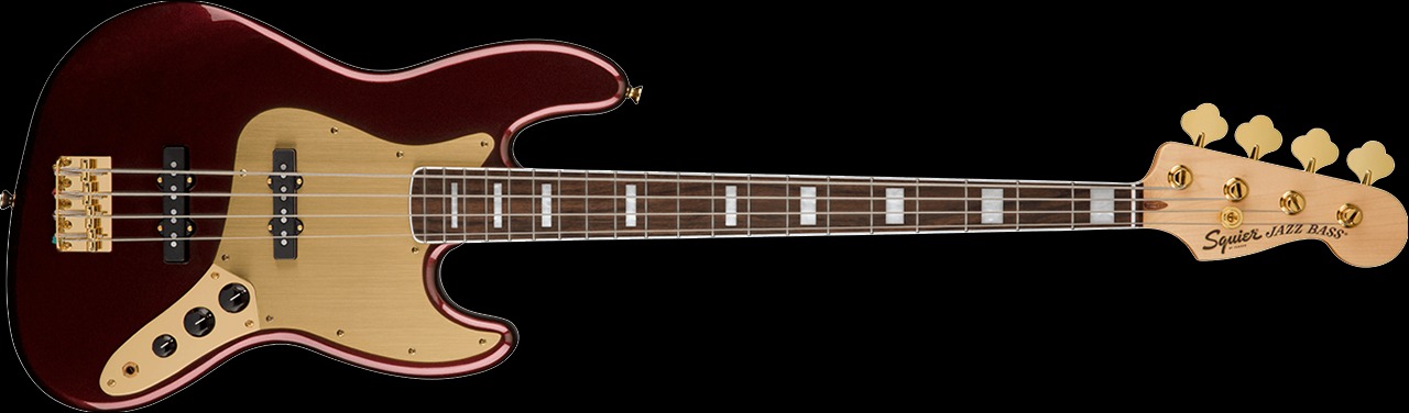 Squier 40th Anniversary Jazz Bass Gold Edition (Ruby Red Metallic)