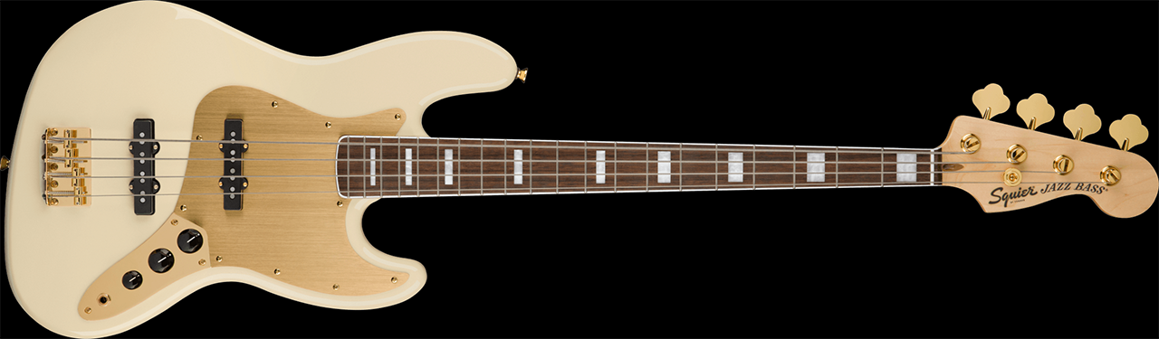 Squier 40th Anniversary Jazz Bass Gold Edition (Olympic White)