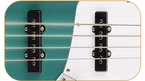Squier 
            Affinity Series™ Active Jazz Bass® V, Maple Fingerboard, Black Pickguard Mystic Sea Foam Green