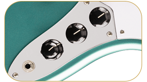 Squier 
            Affinity Series™ Active Jazz Bass® V, Maple Fingerboard, Black Pickguard Mystic Sea Foam Green