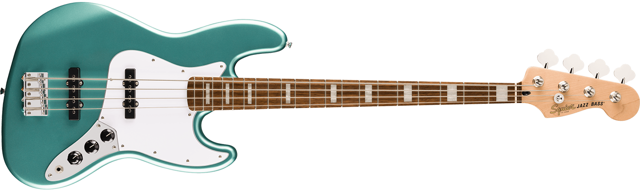 Squier Affinity Series Active Jazz Bass V, Maple Fingerboard, Black Pickguard Mystic Sea Foam Green