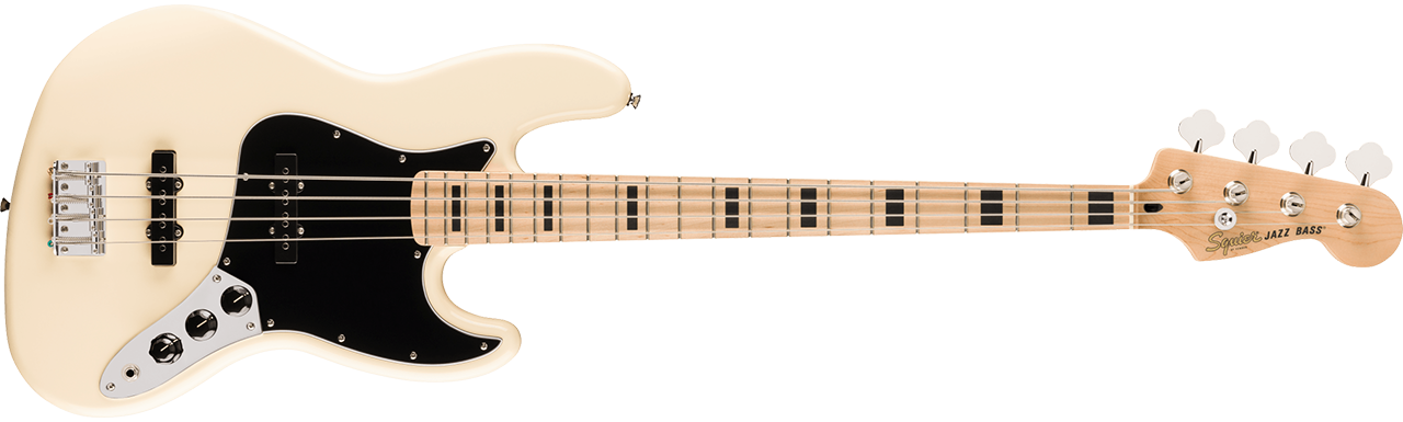 Squier Affinity Series Active Jazz Bass V, Maple Fingerboard, Black Pickguard Olympic White