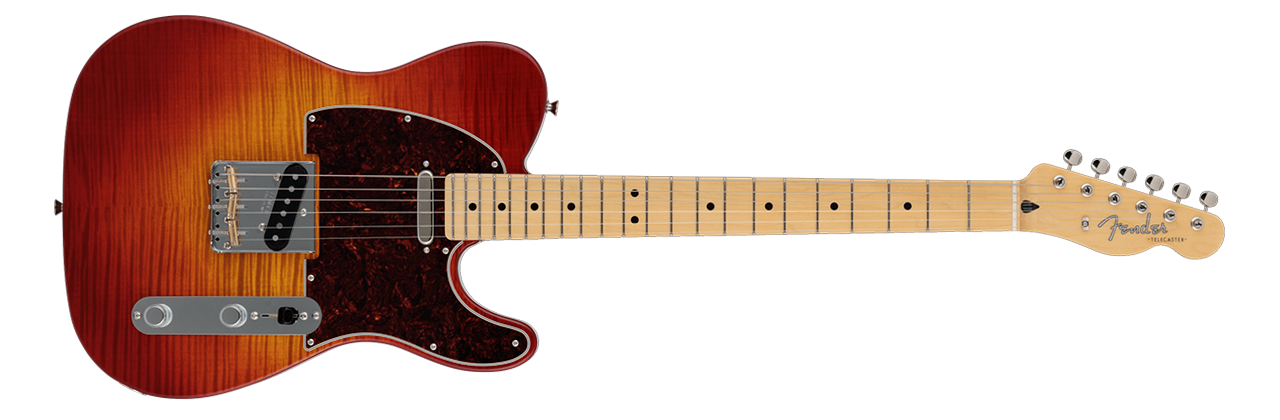 Fender 2024 Collection Made in Japan Hybrid II Telecaster Flame Sunset Orange Transparent