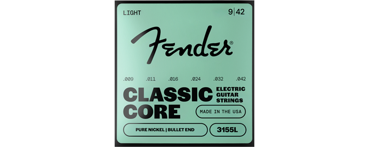 Fender Classic Core Bullets™ 3155L Guitar Strings, Pure Nickel, Bullet End, Gauges .009-.042
