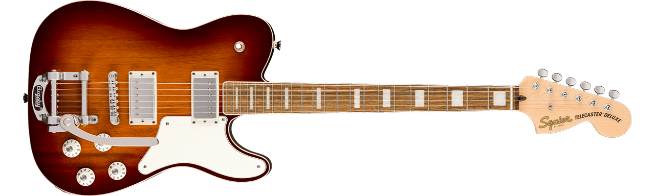 Squier Paranormal Troublemaker Telecaster® Deluxe Bigsby®, Laurel Fingerboard, Parchment Pickguard, Honey Sunburst