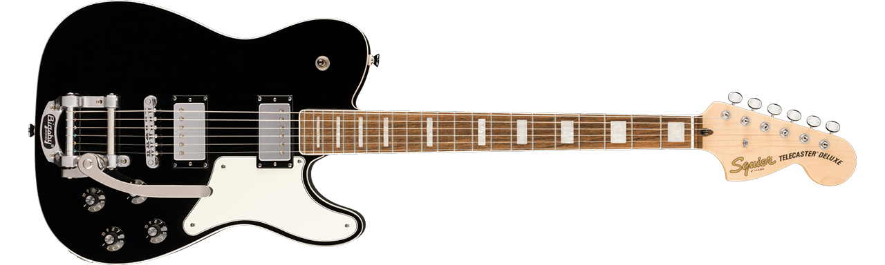 Squier Paranormal Troublemaker Telecaster® Deluxe Bigsby®, Laurel Fingerboard, Parchment Pickguard, Black