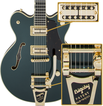 G6609TG Players Edition Broadkaster Center Block Double-Cut Cadillac Green