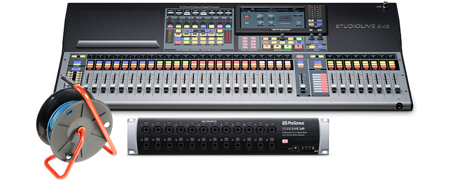 PreSonus StudioLive 64S Mixer, 24R Stage Box & 30M Cable Drum LN114867 ...