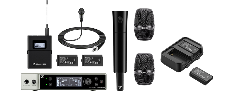 Sennheiser EW-DX SK / SKM-S Base Set (U1/5) + MMD835 + ME2, EWD Charging Kit and Batteries