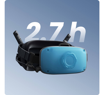 DJI Goggles N3 with battery highglighted electric blue on pastel blue background