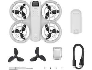 DJI Neo Drone with included accesories, intelligent flight batteries, propellers, screwdriver