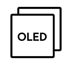 two square outlines with OLED text in centre