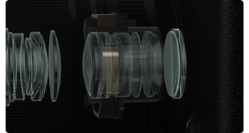 x-ray illustration of XF18mm lens showing auto focus elements