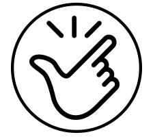 Black Circle icon with hand symbol in L positions