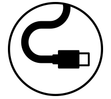 Black Circle icon with USB Type-C cable