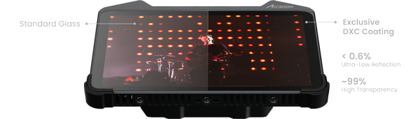 Accsoon CineView M7 showing comparison of anti reflection coating