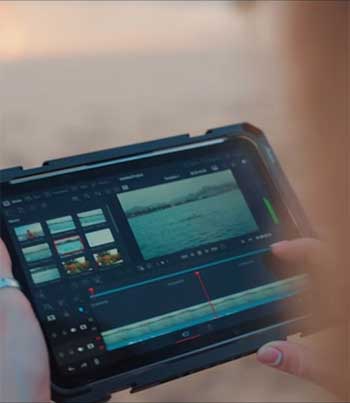 close up of person editing on Apple iPad