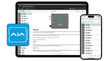 Apple iPad and iPhone with AJA Mini Matrix software open