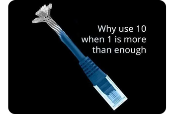 RJ45 cable connector on black background