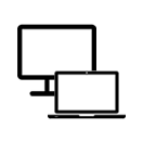 Laptop with monitor line drawing icon