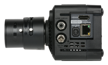 side view of the 4k pov camera with lens attached