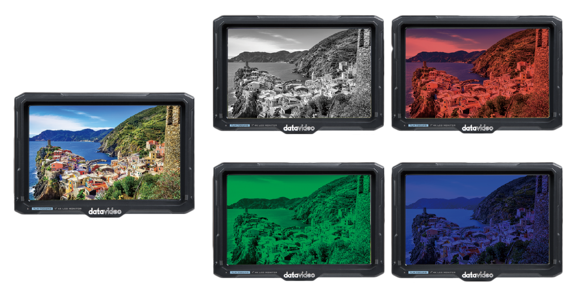 examples of colour field checking, Datavideo TLM-700UHD 7 4K LCD Monitor