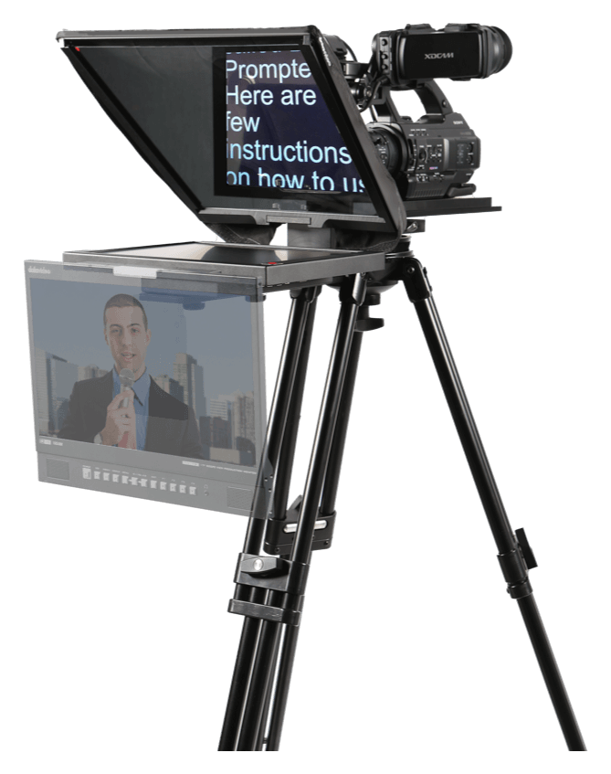 TP700 with attached talent monitor, Datavideo TP-700 Universal Large Screen Prompter Kit