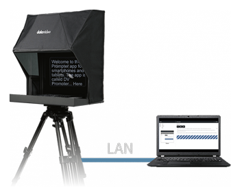 PTZ Camera Teleprompter conneected to a laptop via lan
