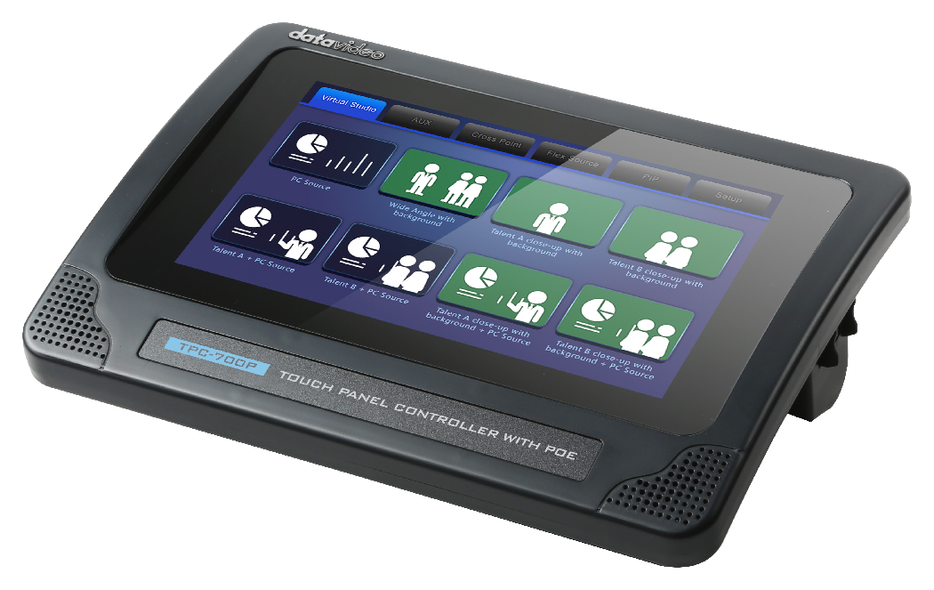 angled view of the TPC-700P showing the ui, Datavideo TPC-700P Touch Panel Controller With PoE
