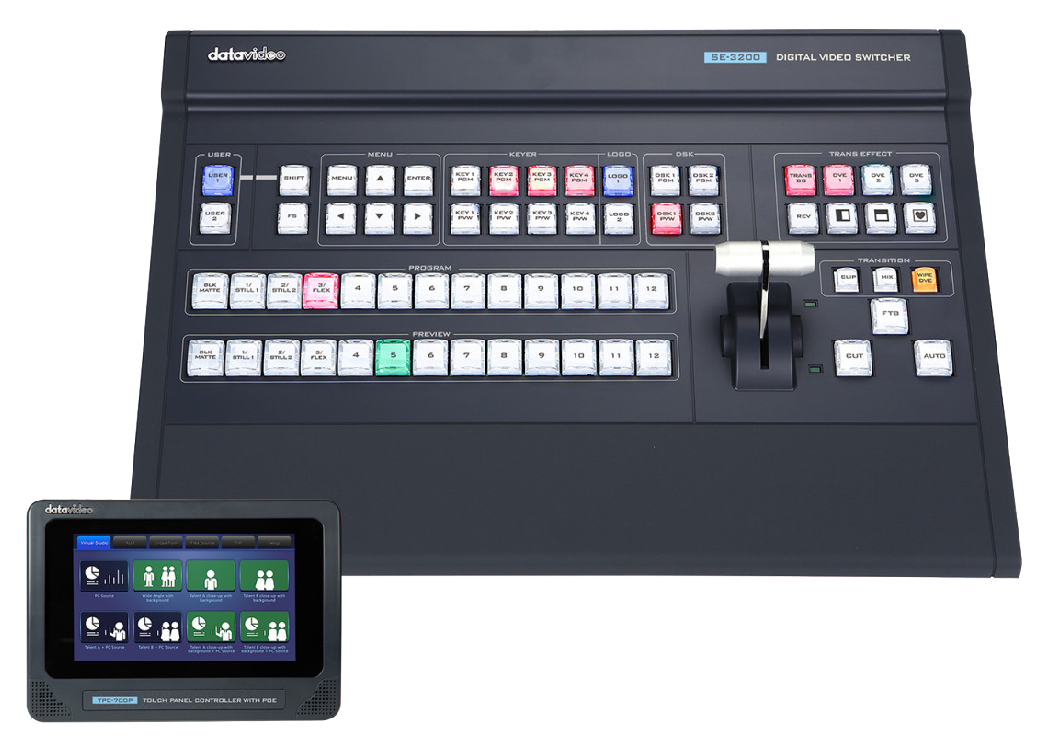 TPC-700P with switcher, Datavideo TPC-700P Touch Panel Controller With PoE