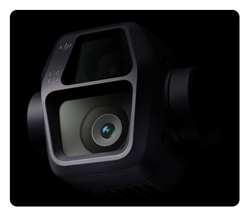 angled view of the dji air 3s camera highlighting the primary camera