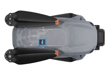 top view of the dji air 3s showing the internal storage