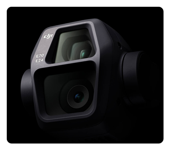 close up of the dji air 3s camera highlighting the tele camera