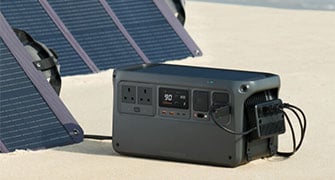 dji power 1000 v2 portable power station connected to solar pannel