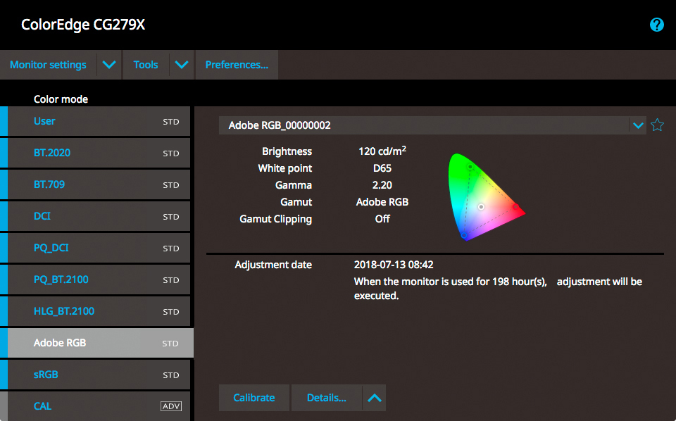 eizo coloredge cg319x monitor ColorNavigator interface