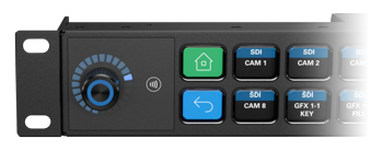 close up image of stream deck studio NFC authentication pad and rotary encoder