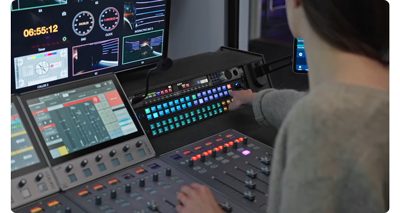 operator changing video production and camera feeds using Elgato Stream Deck Studio