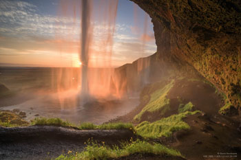 Hasselblad XCD 20-35E sample image of water fall looking out over the ocean at sunset