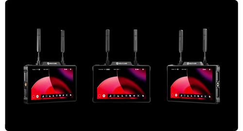 3 Pyro 7 video monitors on black background