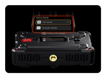 angled view of the hdmi wireless transmitter showing the display
