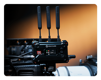 hdmi wireless transmitter mounted to the side of a camera