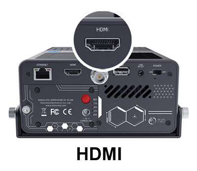 streaming encoder with close up of hdmi ports