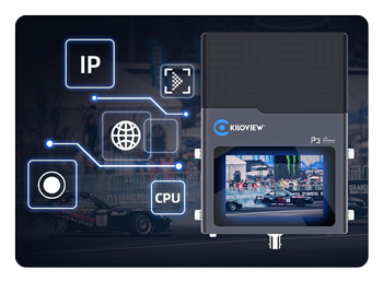 streaming encoder with icons next to it for features of the lcd screen