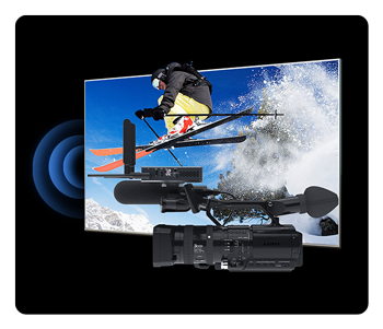 streaming encoder attached to a camera showing how the internal antenna works