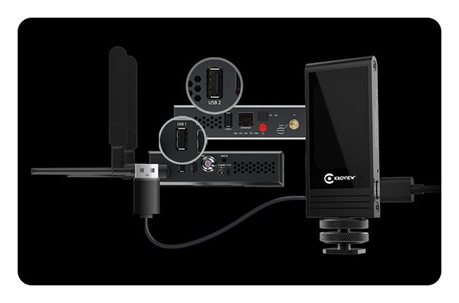 close up of the streaming encoder usb ports